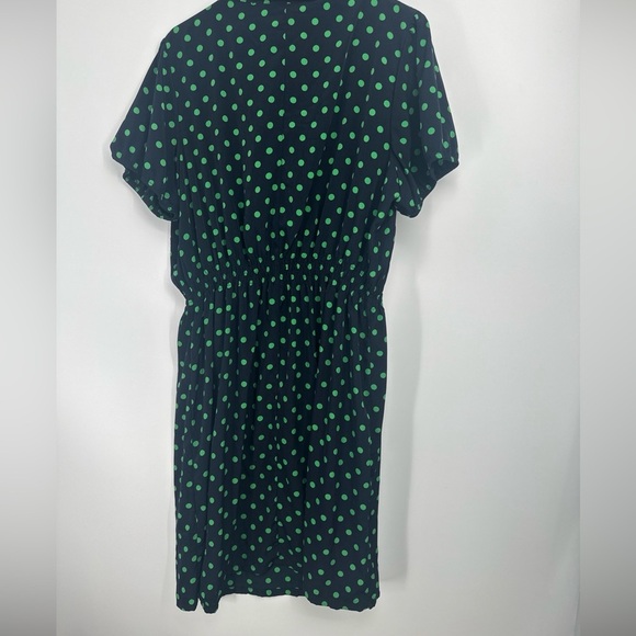 Forever 21 Plus Sz 2X Navy & Green Polkadot Satin Dress New - Picture 5 of 6